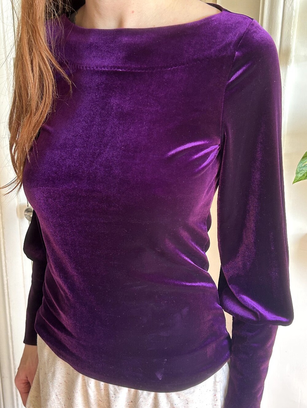Purple Velvet Long-Sleeve Top